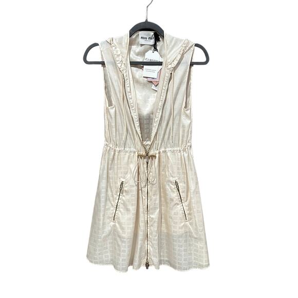 Miu Miu Nylon Hooded Mini Dress Vest Utility Style Size 36 NWT - Picture 3 of 7